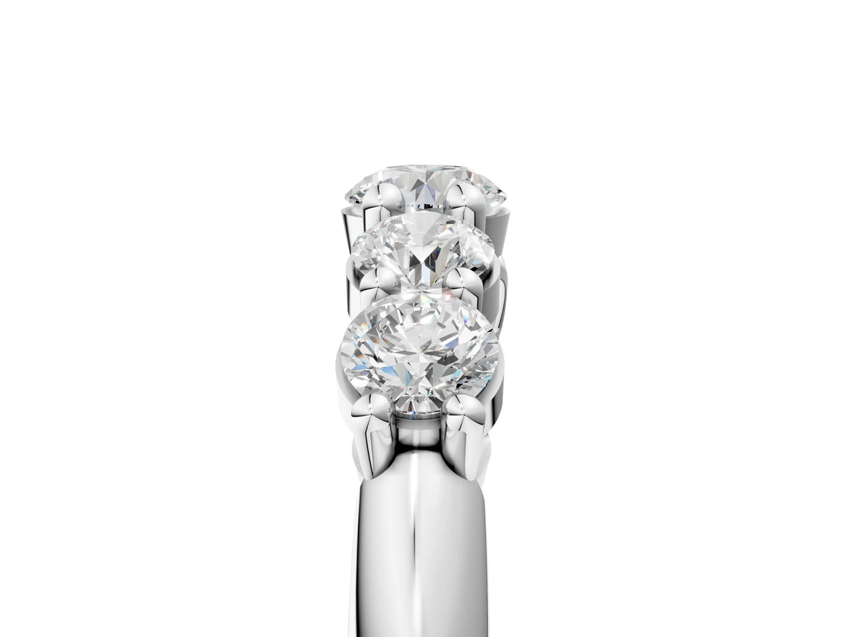 Platinum Five-Stone Round Brilliant Diamond Prong Set White Gold Band_17