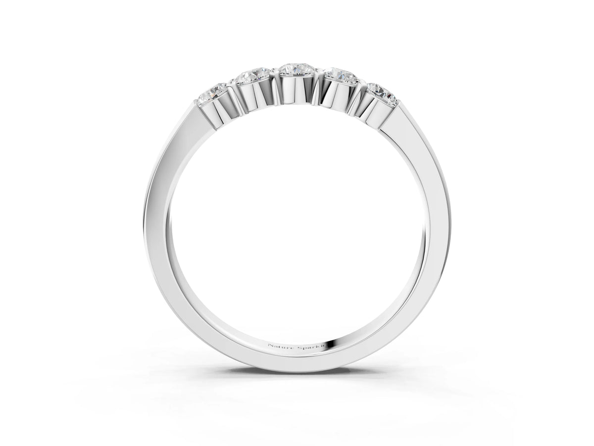 Platinum Five-Stone Round Diamond Channel Set Band with Shared Prong Setting_15
