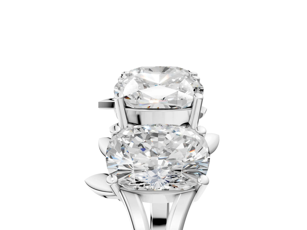 Platinum Four-Stone Elongated Cushion Diamond Band with Nature-Inspired Prong Setting_17