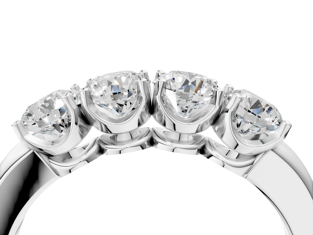Platinum Four-Stone Round Cut Diamond Prong-Set White Gold Band_16