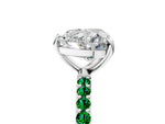 Platinum Heart Cut Diamond Solitaire Ring with Round Emerald Pavé Band and Prong Setting_17