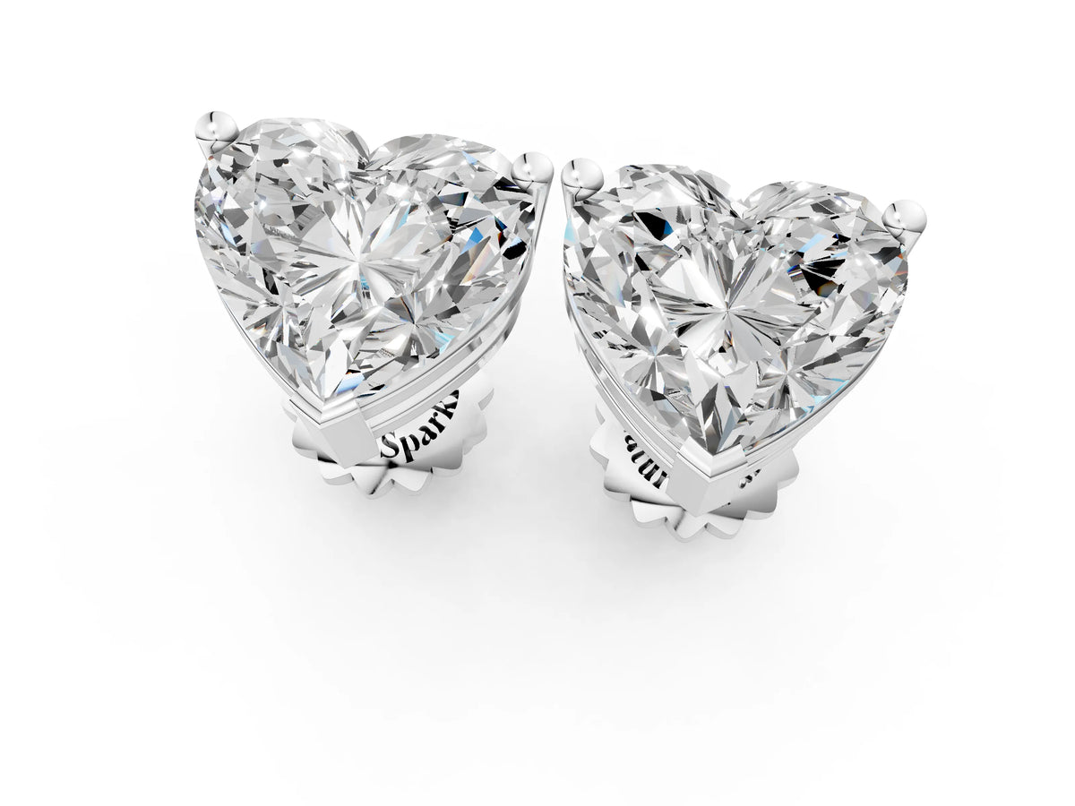 Platinum Heart Cut Diamond Stud Earrings_4