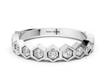 Platinum Hexagon Pave Diamond Eternity Band with Bezel Setting_12