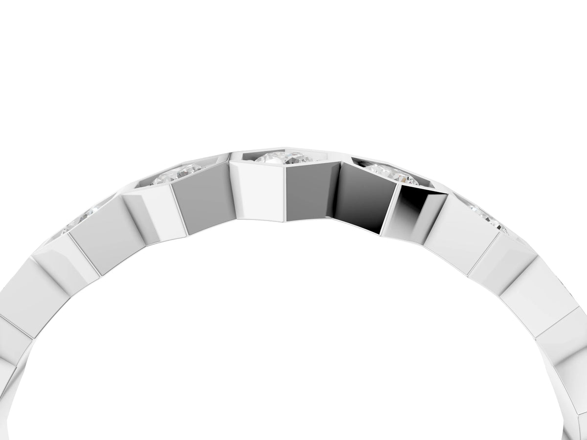 Platinum Hexagon Pave Diamond Eternity Band with Bezel Setting_16