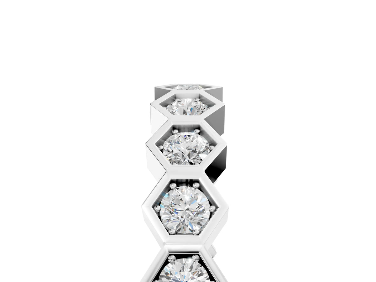 Platinum Hexagon Pave Diamond Eternity Band with Bezel Setting_17