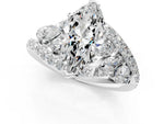Platinum Marquise Cut Diamond Halo Ring with Marquise and Pavé Band in Prong Setting_7