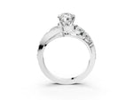 Platinum Marquise Cut Diamond Halo Ring with Marquise and Pavé Band in Prong Setting_9