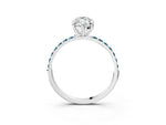 Platinum Marquise Cut Diamond Solitaire Ring with Round Blue Topaz Pavé Band and Prong Setting_15