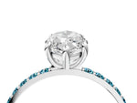 Platinum Marquise Cut Diamond Solitaire Ring with Round Blue Topaz Pavé Band and Prong Setting_16