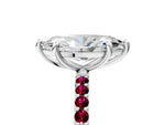 Platinum Marquise Cut Diamond Solitaire Ring with Round Garnet Pavé Band and Prong Setting_17