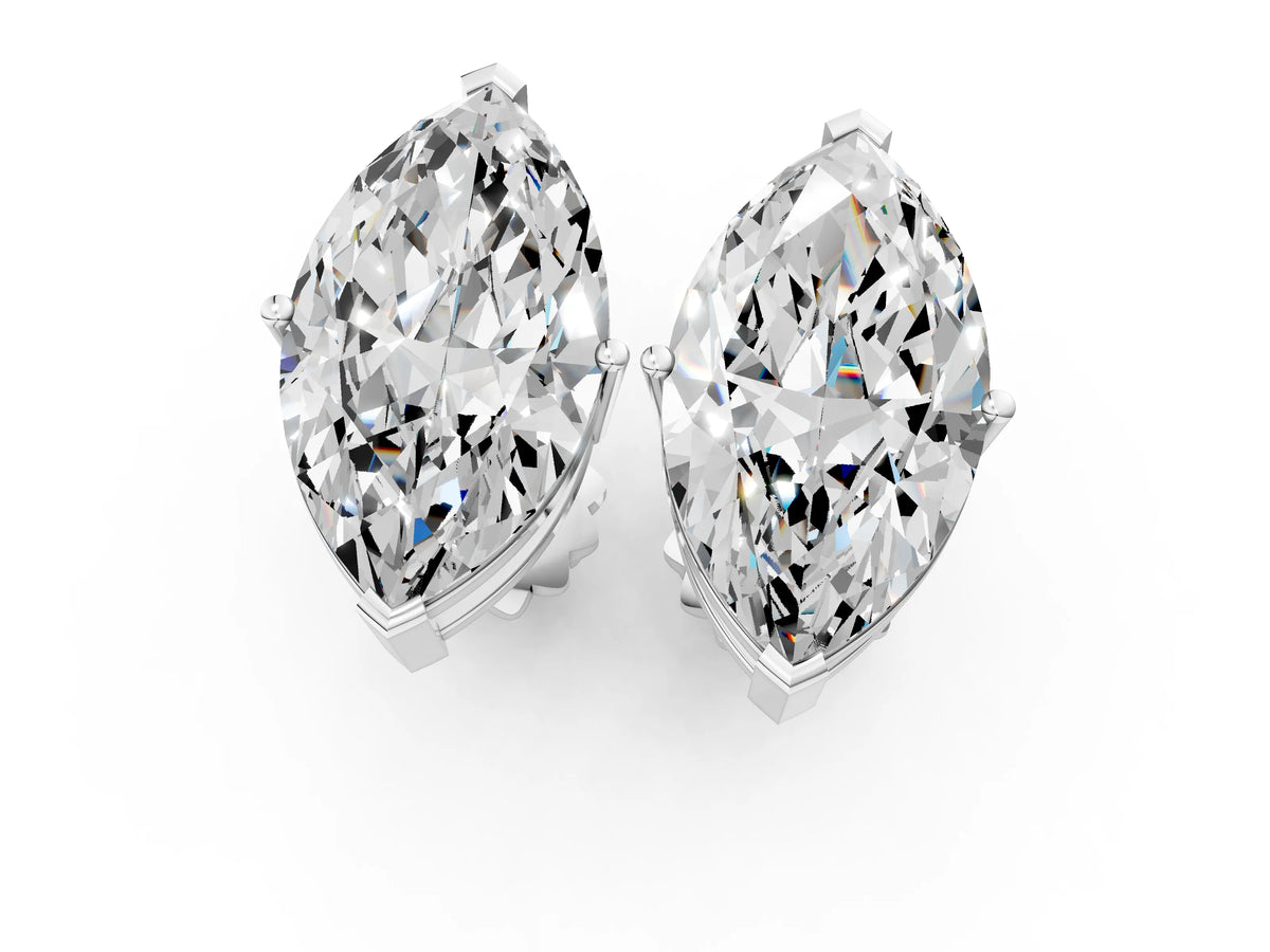 Platinum Marquise Cut Diamond Stud Earrings_4