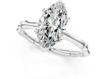 Platinum Marquise Cut Solitaire Diamond Ring with Bamboo Band and Four-Prong Setting_13