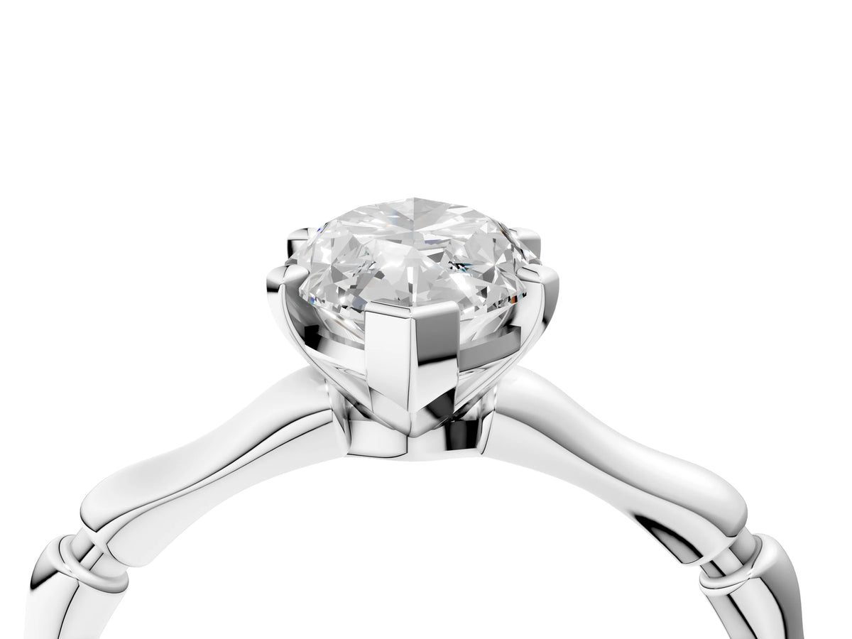 Platinum Marquise Cut Solitaire Diamond Ring with Bamboo Band and Four-Prong Setting_16