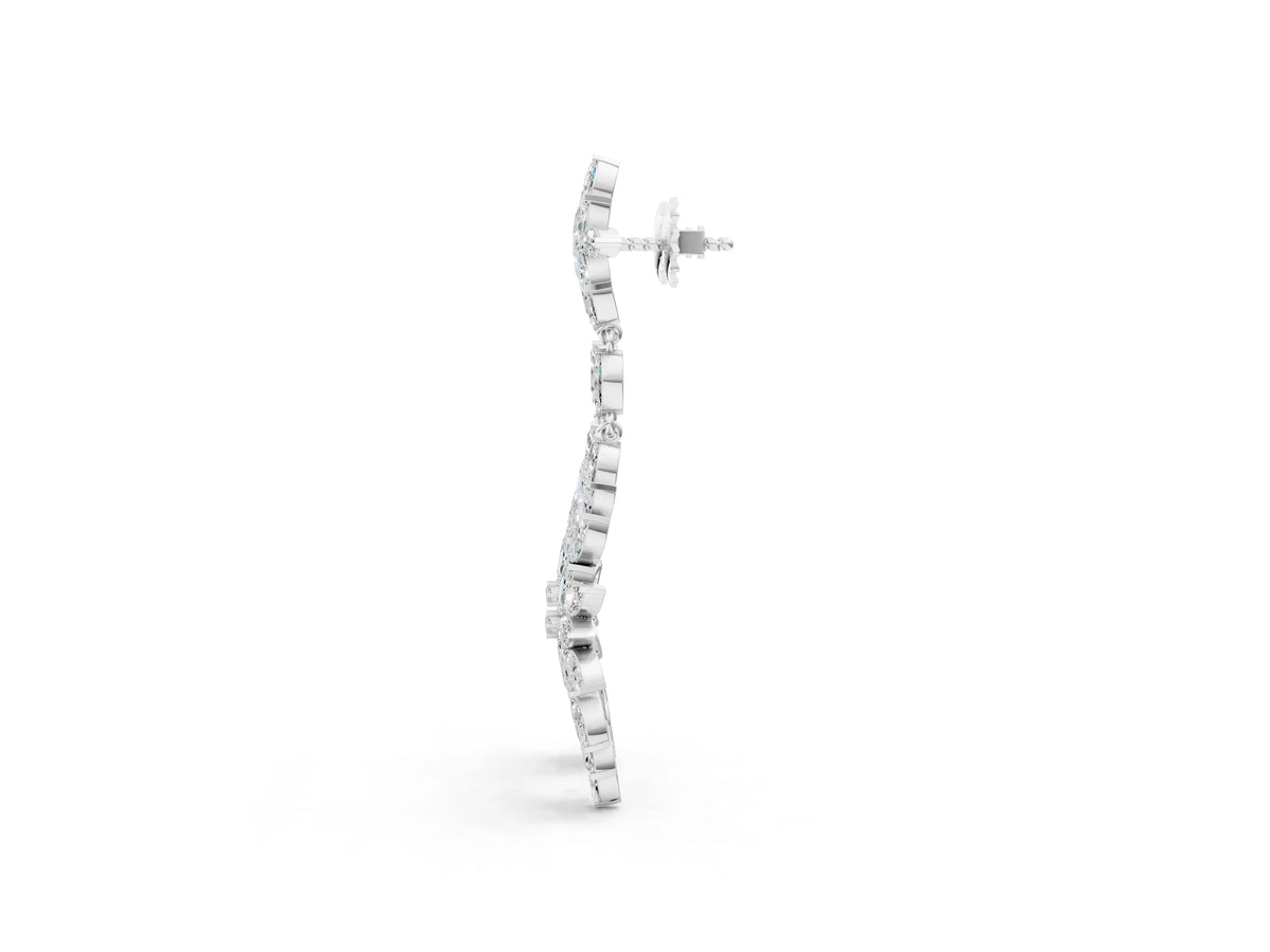 Platinum Marquise Diamond Floral Dangle Earrings_3