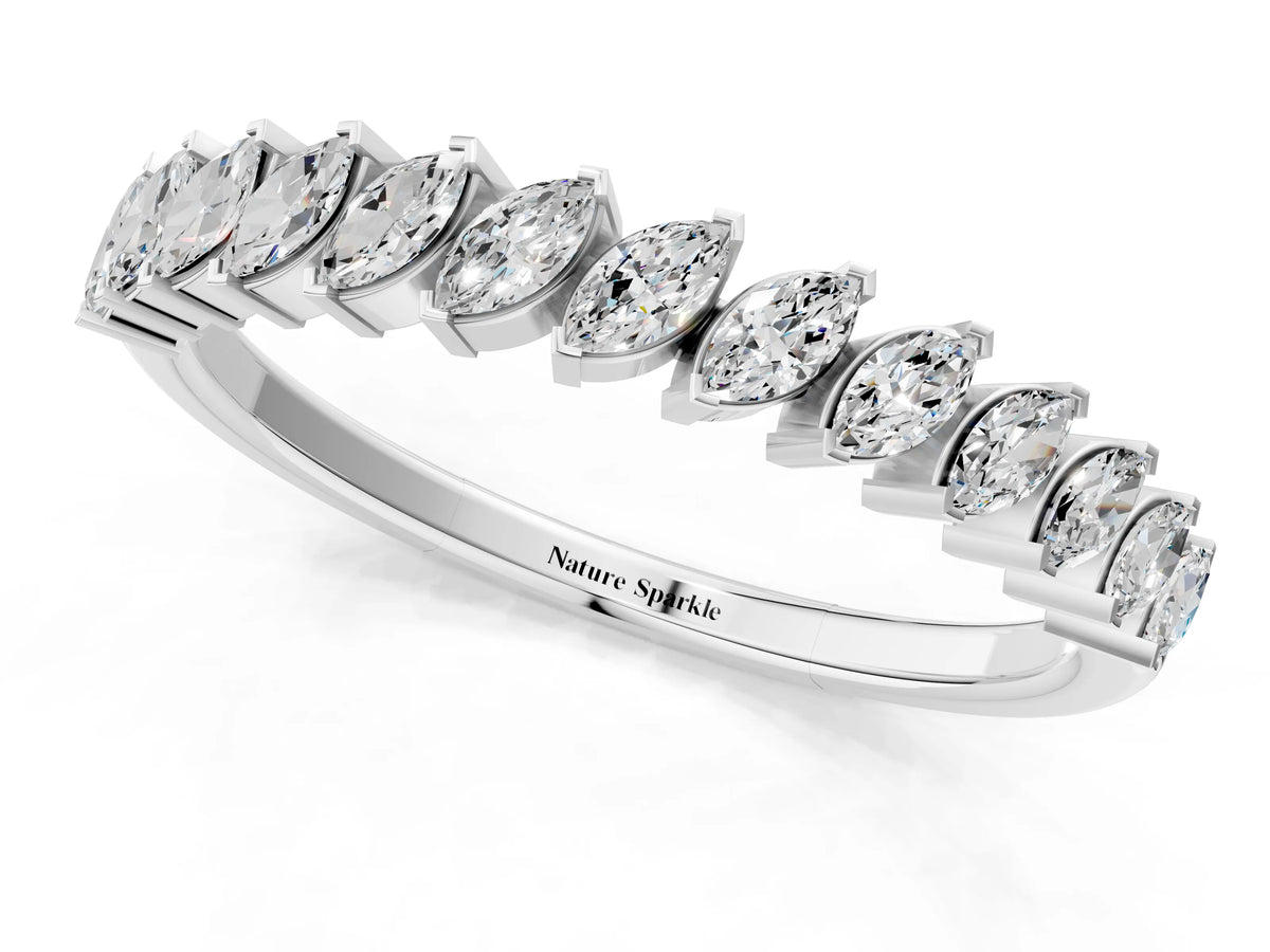 Platinum Marquise Diamond Half-Eternity Band with Shared Prong Setting_13