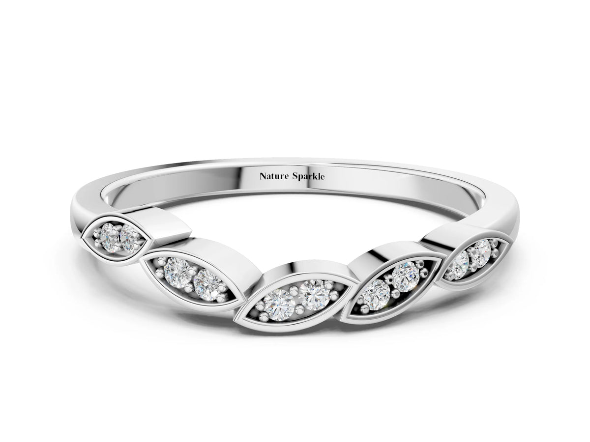 Platinum Marquise Diamond Leaf Eternity Band with Bezel Setting_12