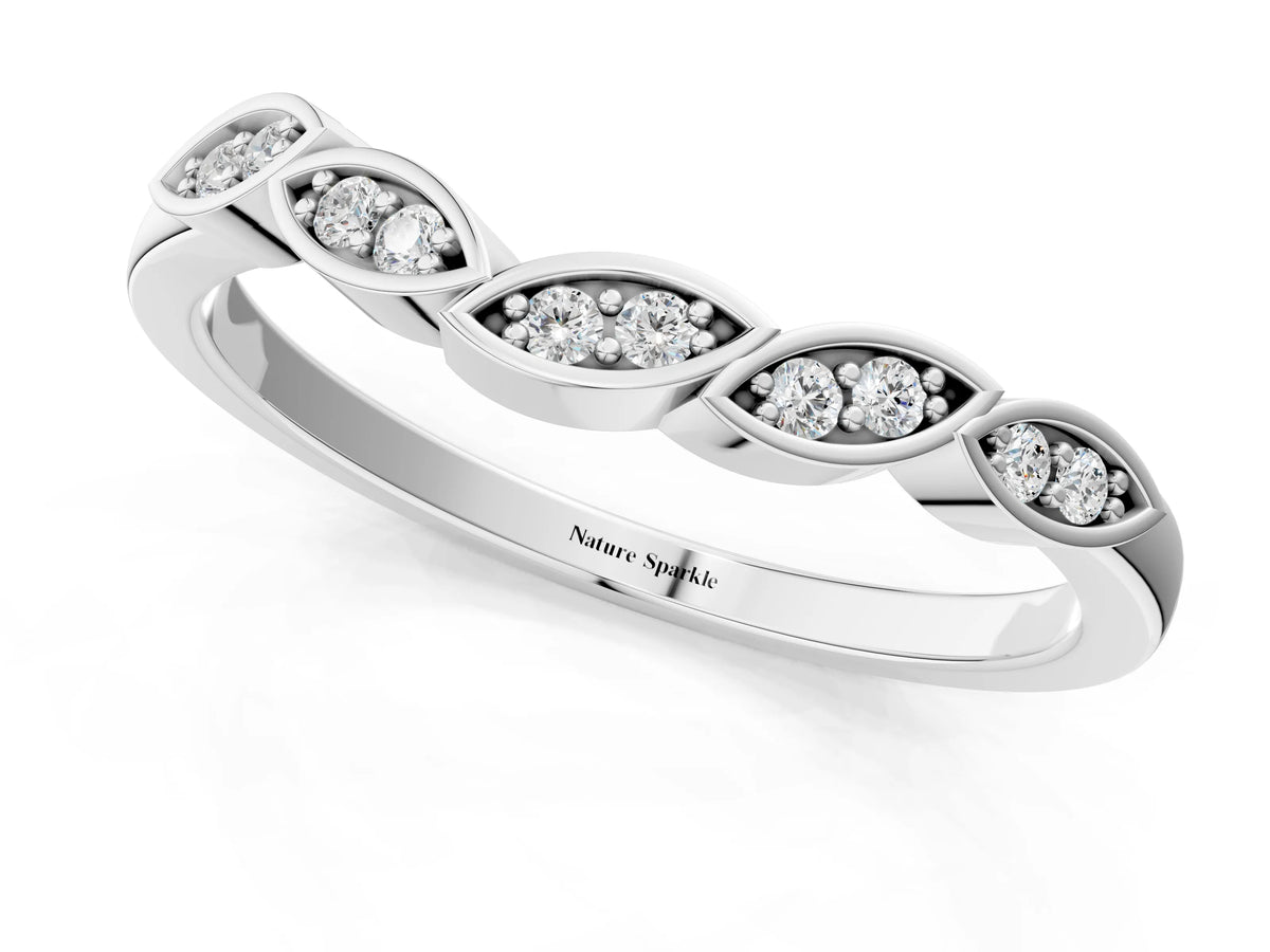 Platinum Marquise Diamond Leaf Eternity Band with Bezel Setting_13