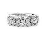 Platinum Marquise Diamond Prong Set White Gold Curved Band_12