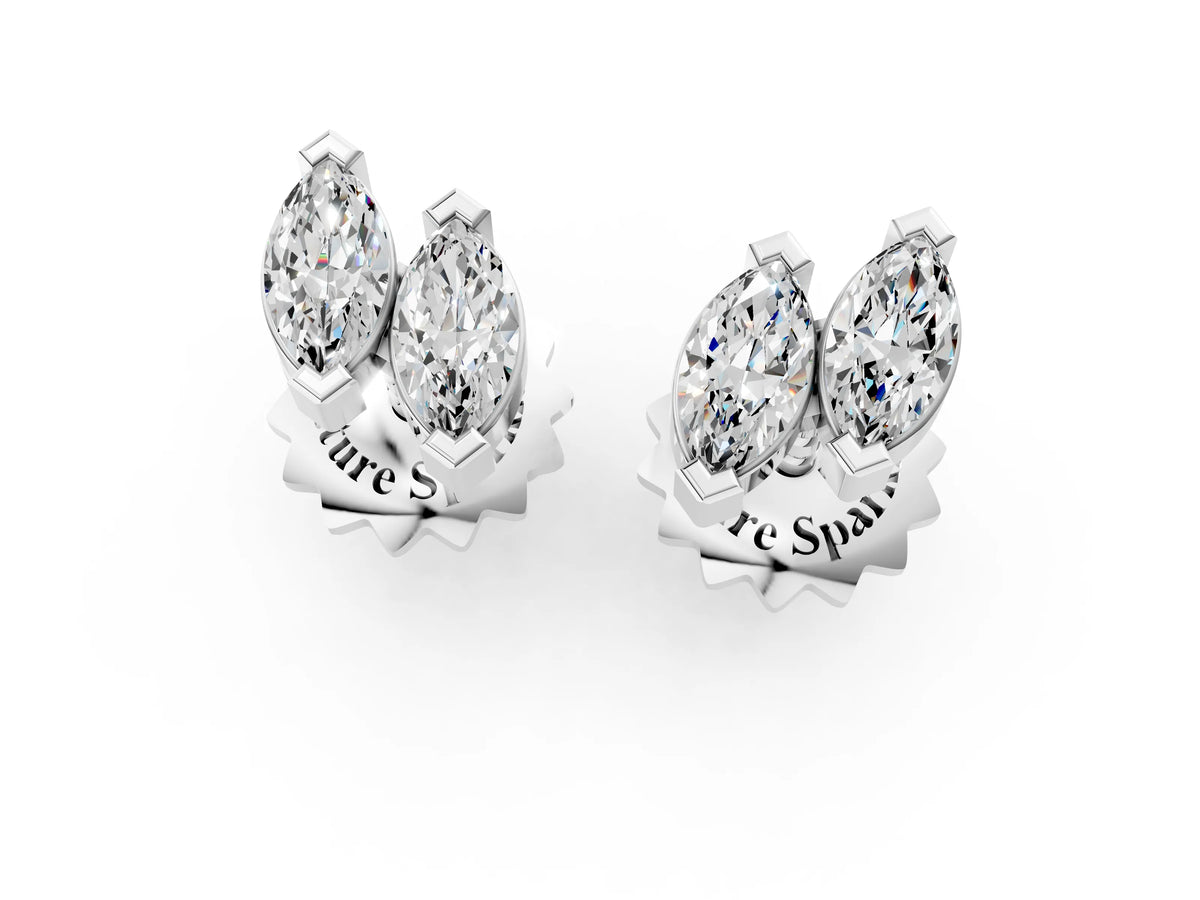 Platinum Marquise Diamond Two Stone Stud Earrings_7