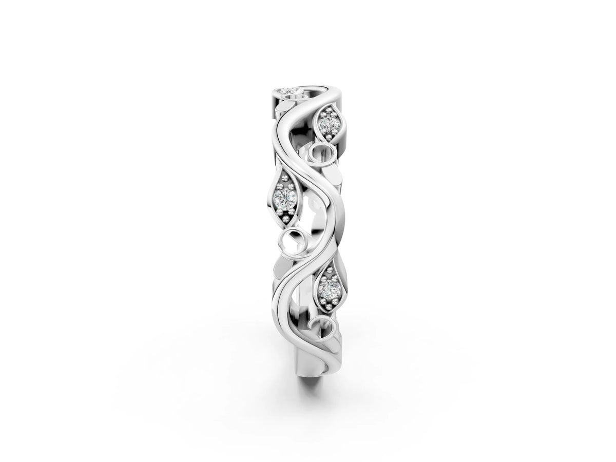 Platinum Marquise Diamond Vine Eternity Band with Bezel Setting_14