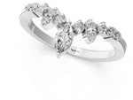 Platinum Marquise and Round Diamond Chevron Band with Prong Setting_13