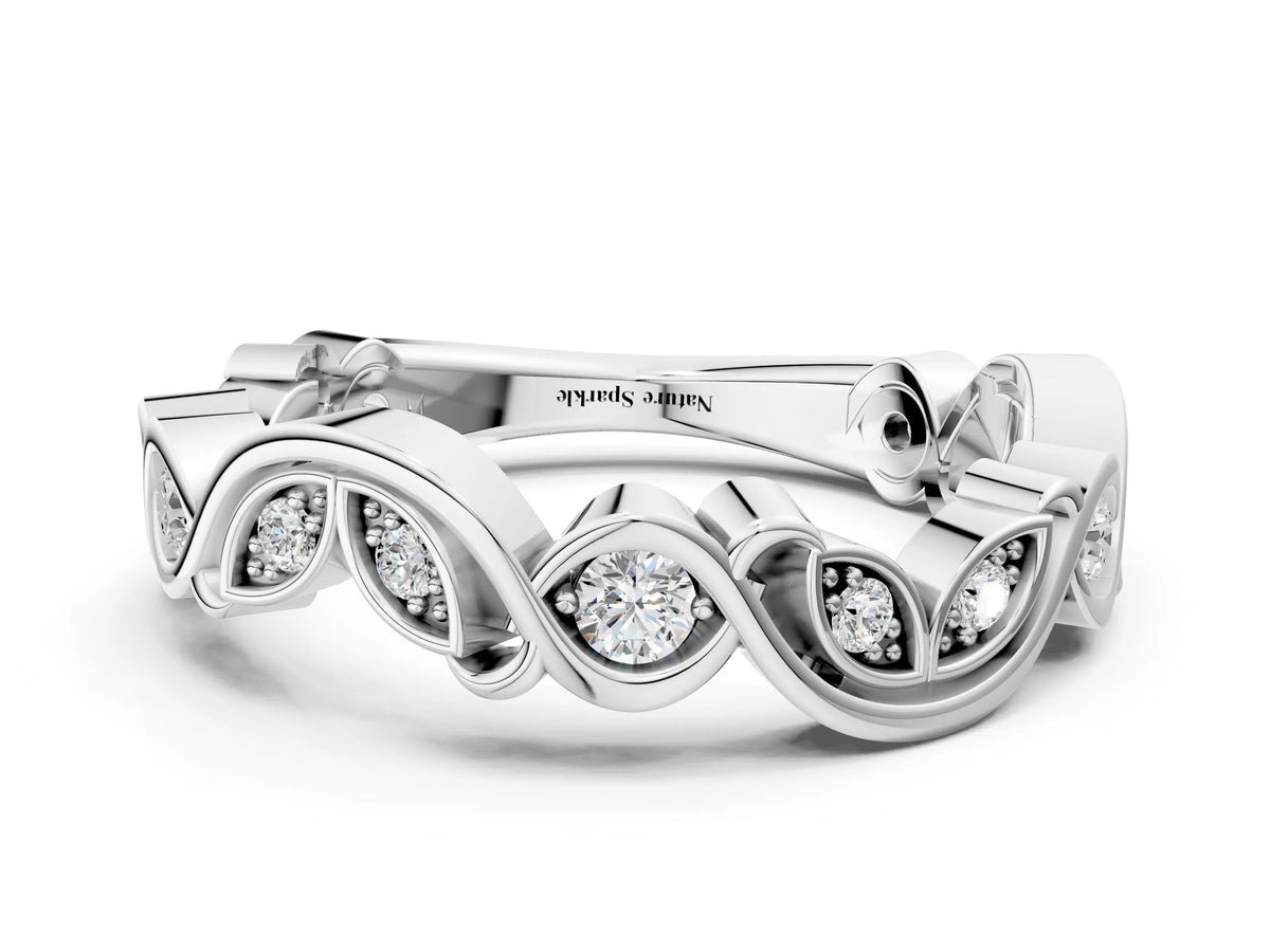 Platinum Marquise and Round Diamond Infinity Eternity Band with Bezel Setting_6