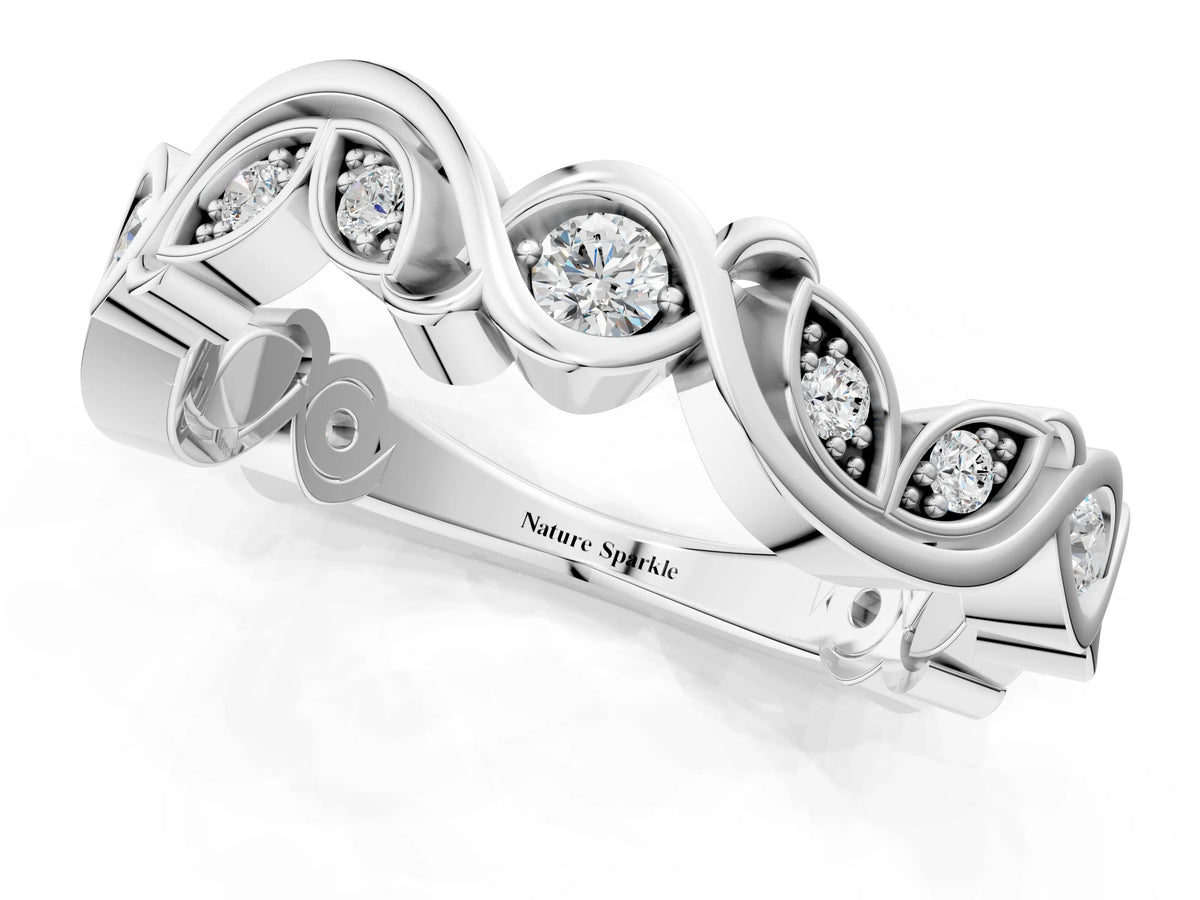 Platinum Marquise and Round Diamond Infinity Eternity Band with Bezel Setting_7