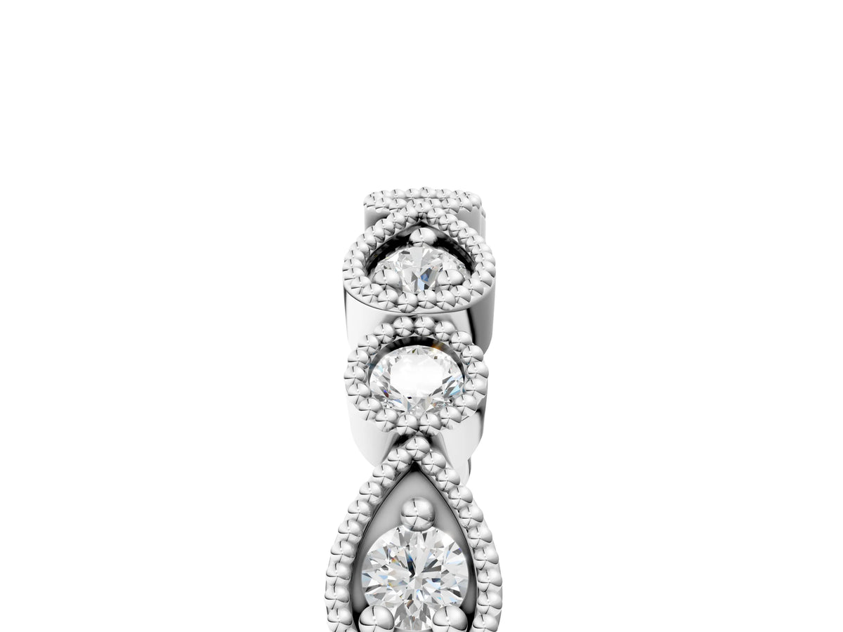 Platinum Milgrain Bezel Set Pear and Round Diamond Eternity Band_17