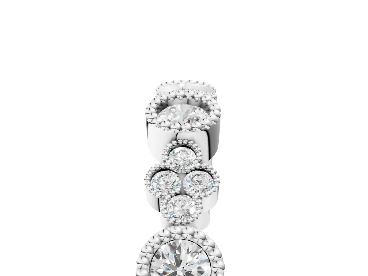 Platinum Milgrain Bezel Set Round Diamond Cluster Eternity Band_17