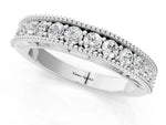 Platinum Milgrain Round Diamond Pavé Chevron Band_13