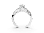 Platinum Oval Cut Diamond Halo Ring with Marquise and Pavé Band in Prong Setting_15