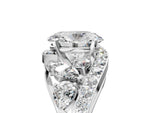 Platinum Oval Cut Diamond Halo Ring with Marquise and Pavé Band in Prong Setting_17