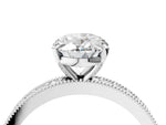 Platinum Oval Cut Diamond Milgrain Pavé Engagement Ring with Four-Prong Setting_10