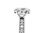 Platinum Oval Cut Diamond Milgrain Pavé Engagement Ring with Four-Prong Setting_11