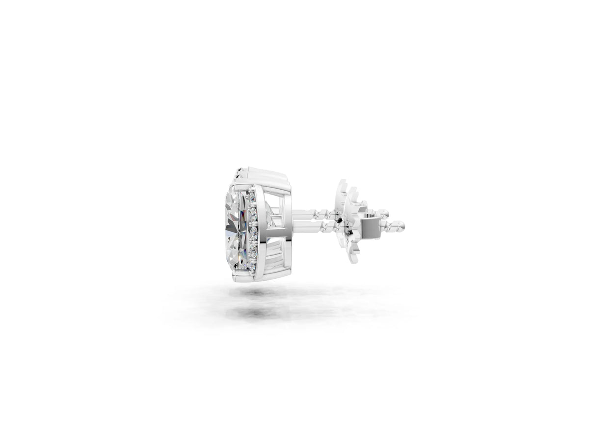 Platinum Oval Diamond Half Halo Stud Earrings_5