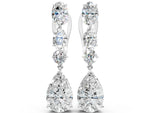 Platinum Oval, Pear and Round Diamond Huggie Drop Earrings_2