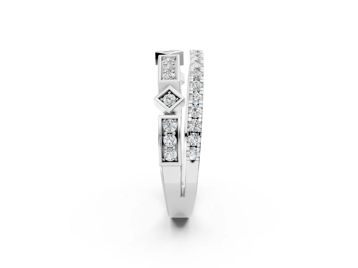 Platinum Pavé Round Diamond Channel Set Dual Band with Prong Setting_14