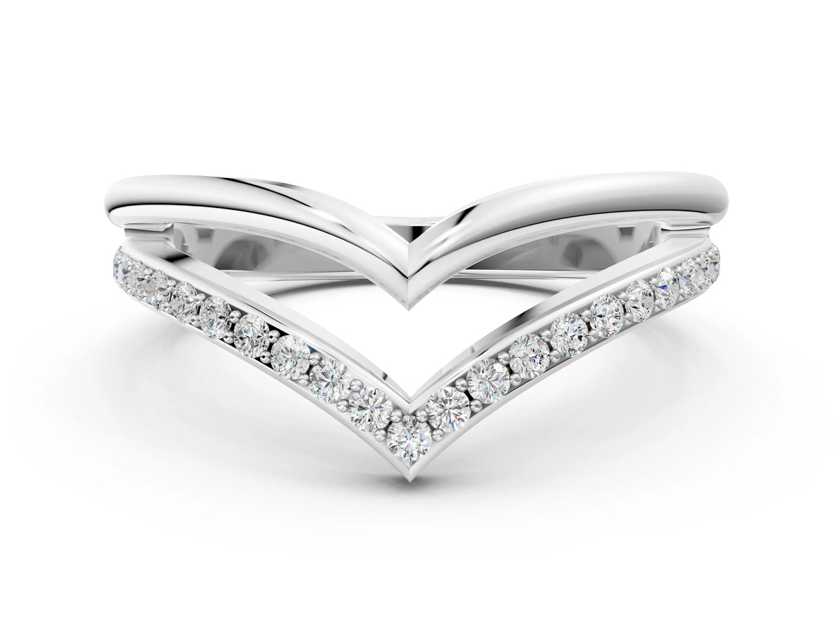 Platinum Pavé Round Diamond Chevron Band with Channel Setting_12