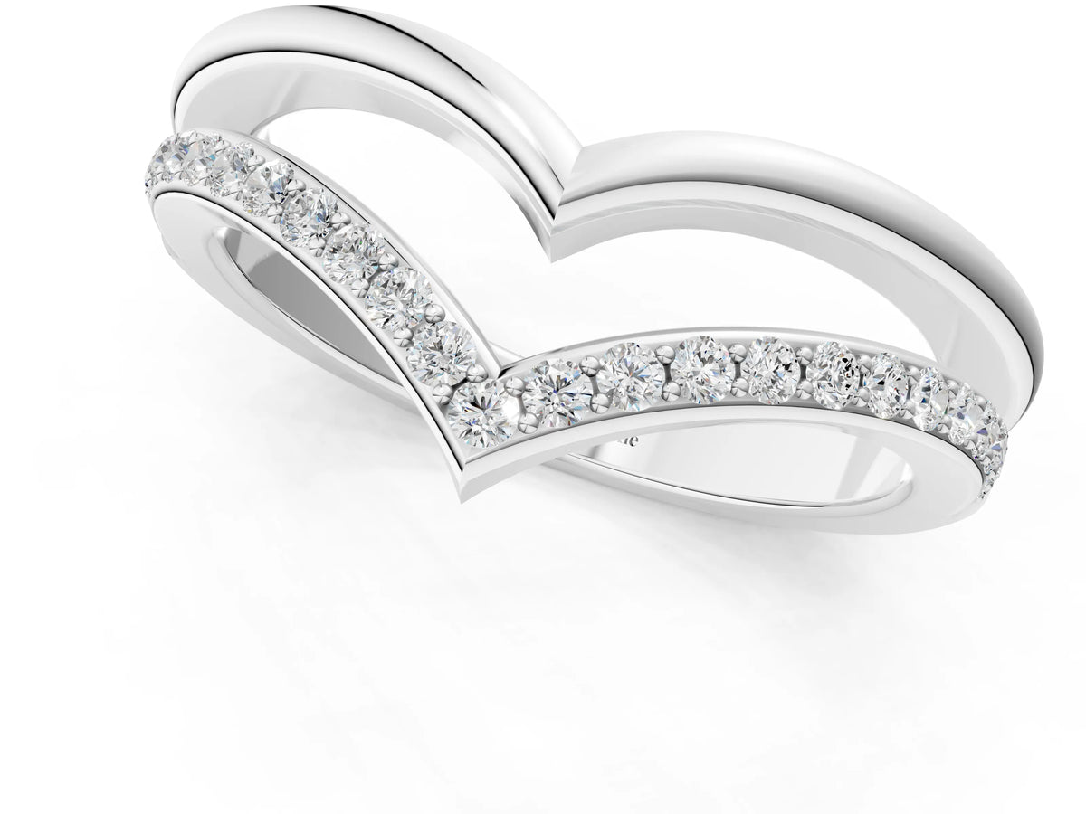Platinum Pavé Round Diamond Chevron Band with Channel Setting_13