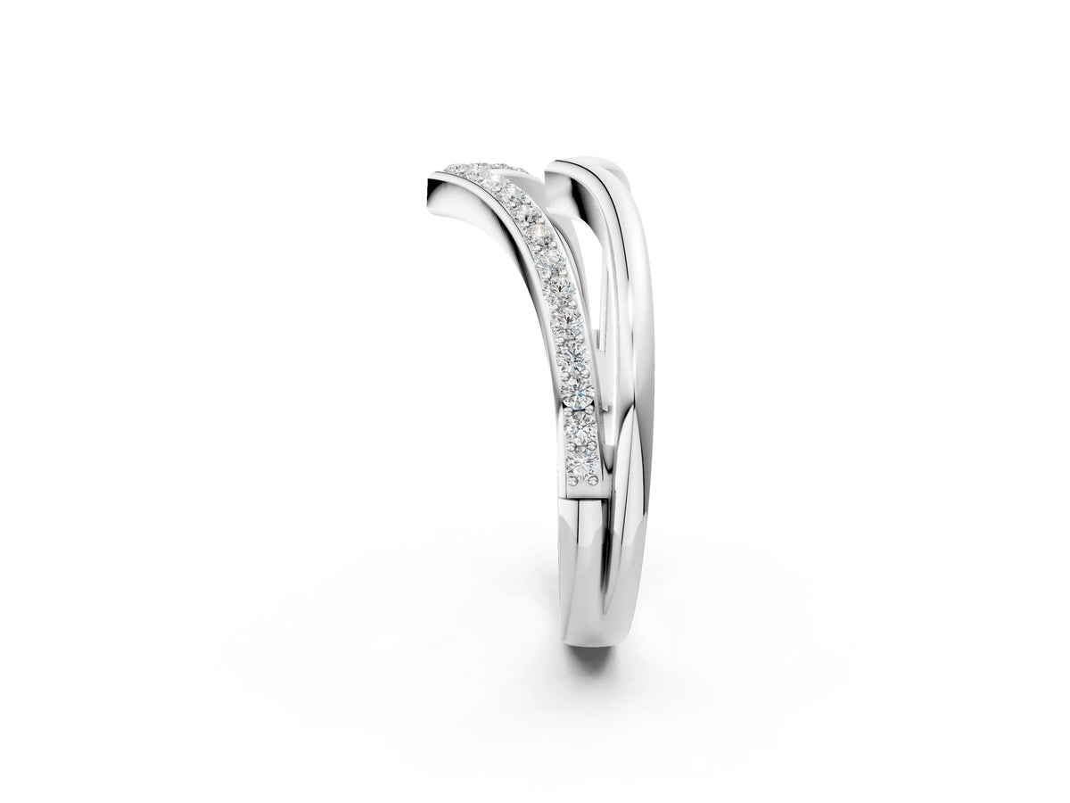 Platinum Pavé Round Diamond Chevron Band with Channel Setting_14