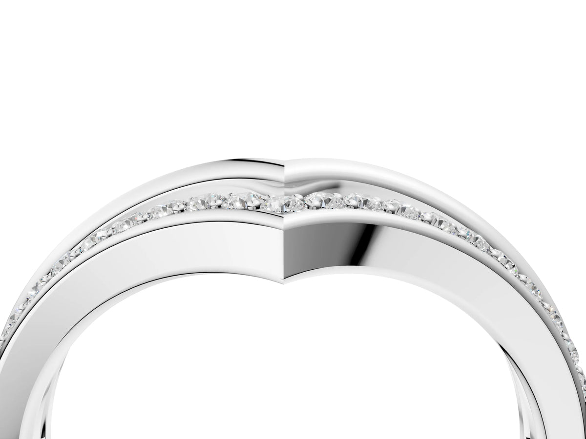 Platinum Pavé Round Diamond Chevron Band with Channel Setting_16