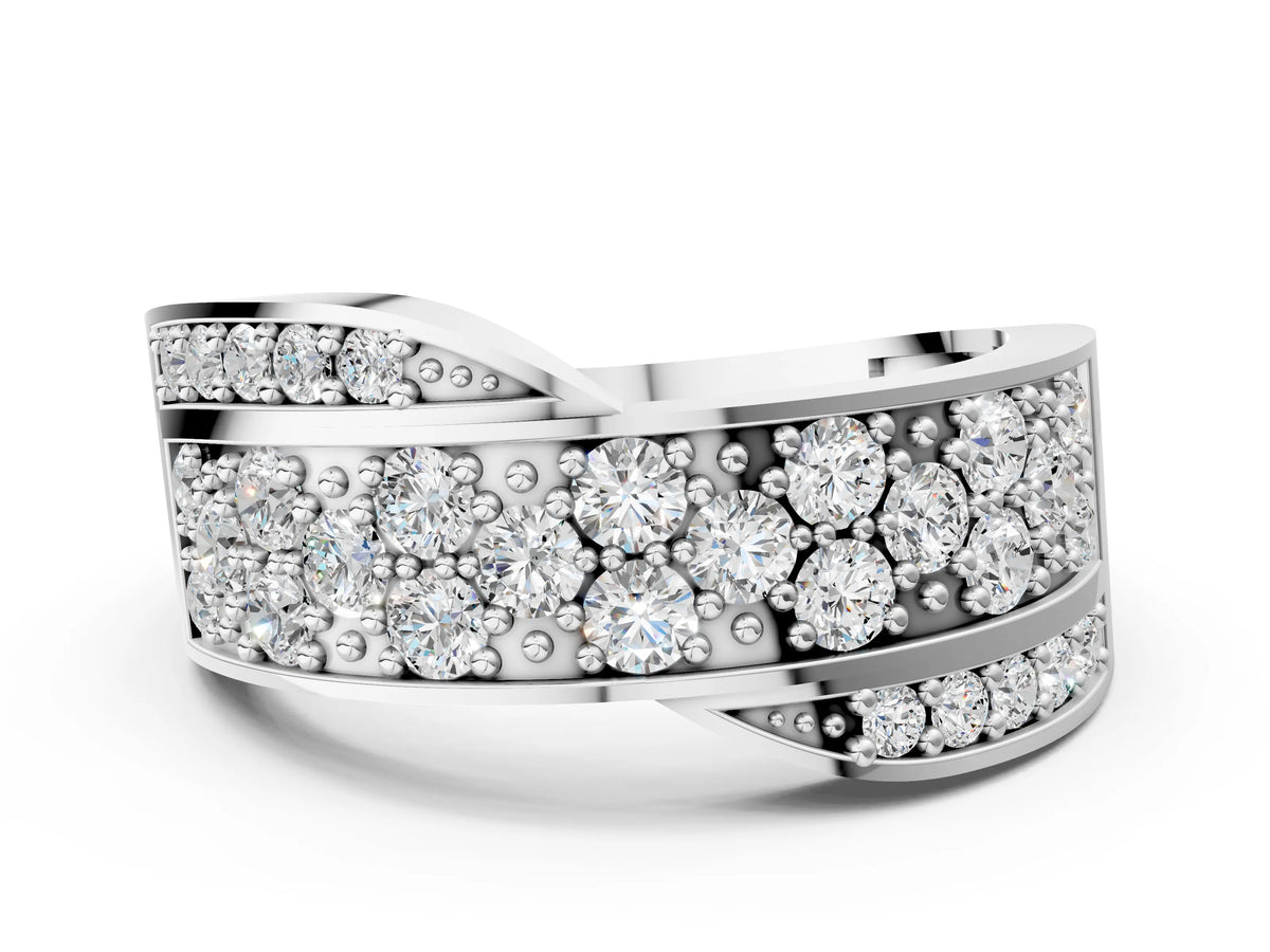 Platinum Pavé Round Diamond Crossover Band with Bead Prong Setting_12
