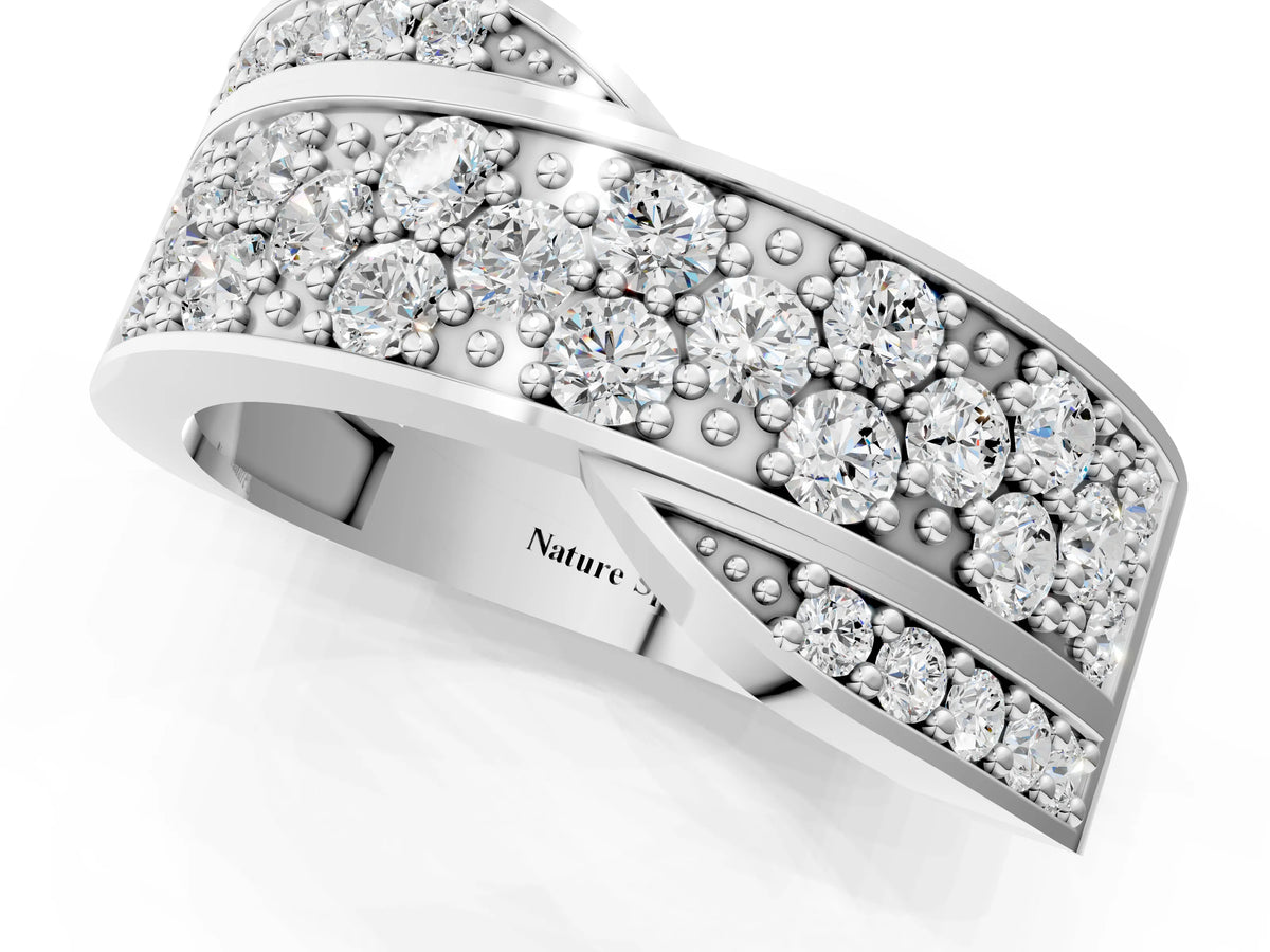 Platinum Pavé Round Diamond Crossover Band with Bead Prong Setting_13