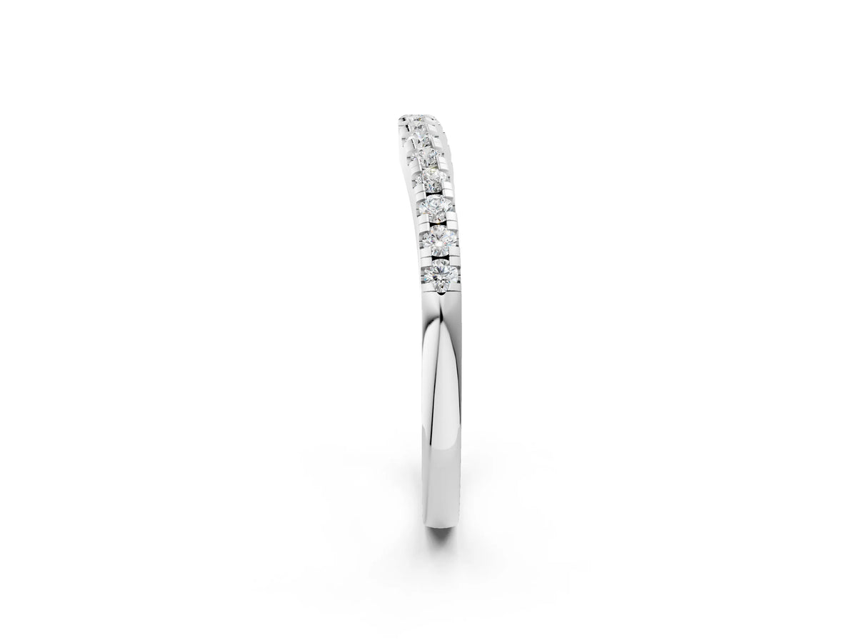 Platinum Pavé Round Diamond Curved Band with Shared Prong Setting_14