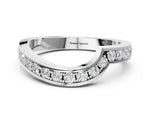 Platinum Pavé Round Diamond Curved Wedding Band with Channel Setting_12
