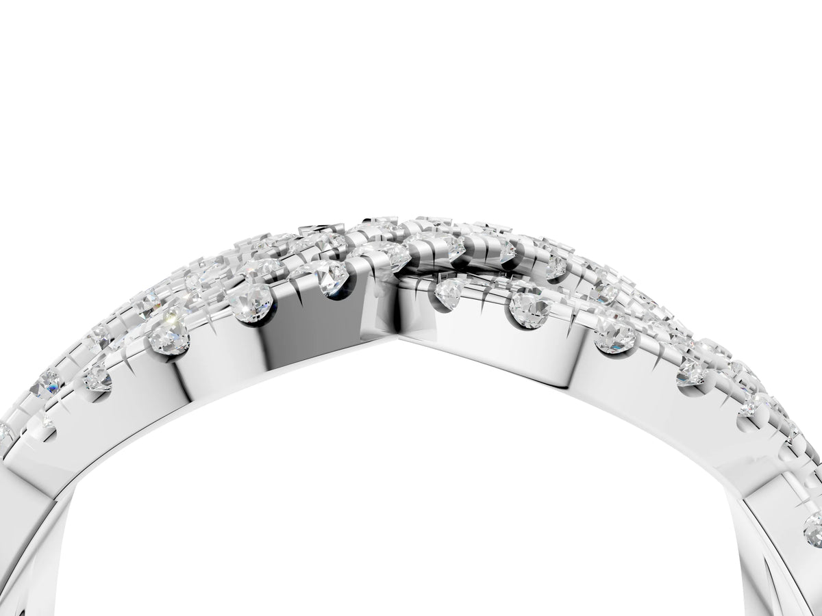 Platinum Pavé Round Diamond Infinity Twist Band with Shared Prong Setting_16