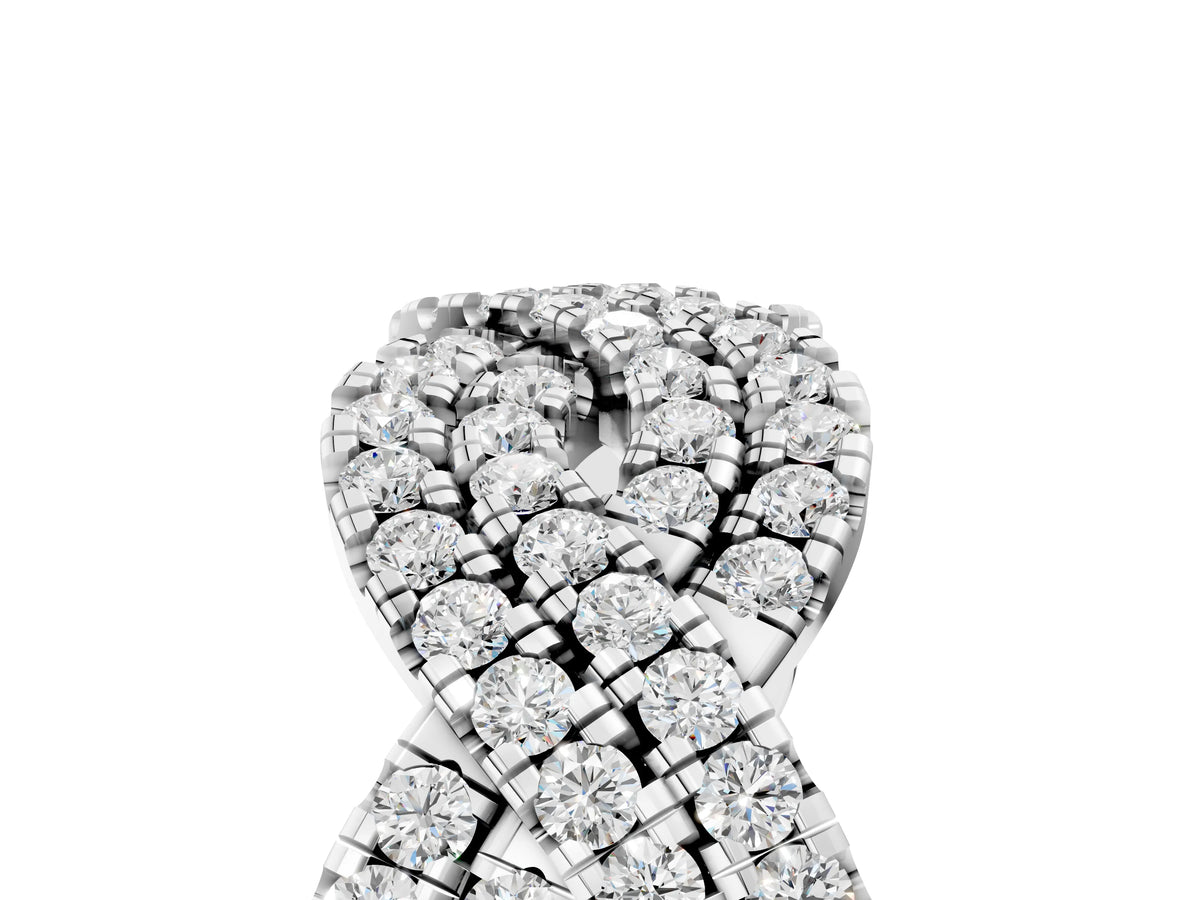 Platinum Pavé Round Diamond Infinity Twist Band with Shared Prong Setting_17