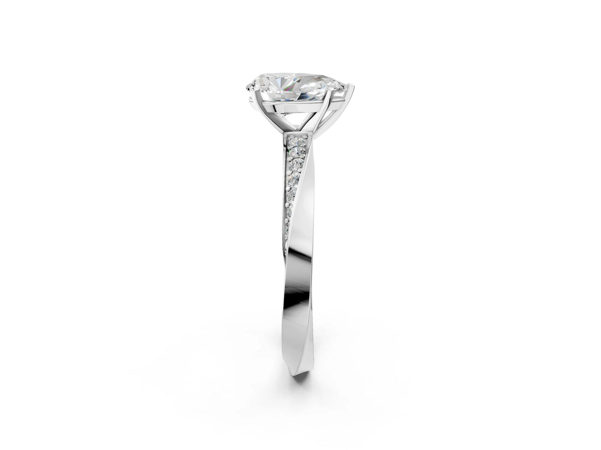 Platinum Pear Cut Diamond Engagement Ring with Side Stone Accents and Four-Prong Setting_8
