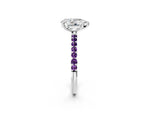 Platinum Pear Cut Diamond Solitaire Ring with Round Amethyst Pavé Band and Prong Setting_14