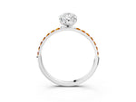 Platinum Pear Cut Diamond Solitaire Ring with Round Citrine Pavé Band and Prong Setting_15